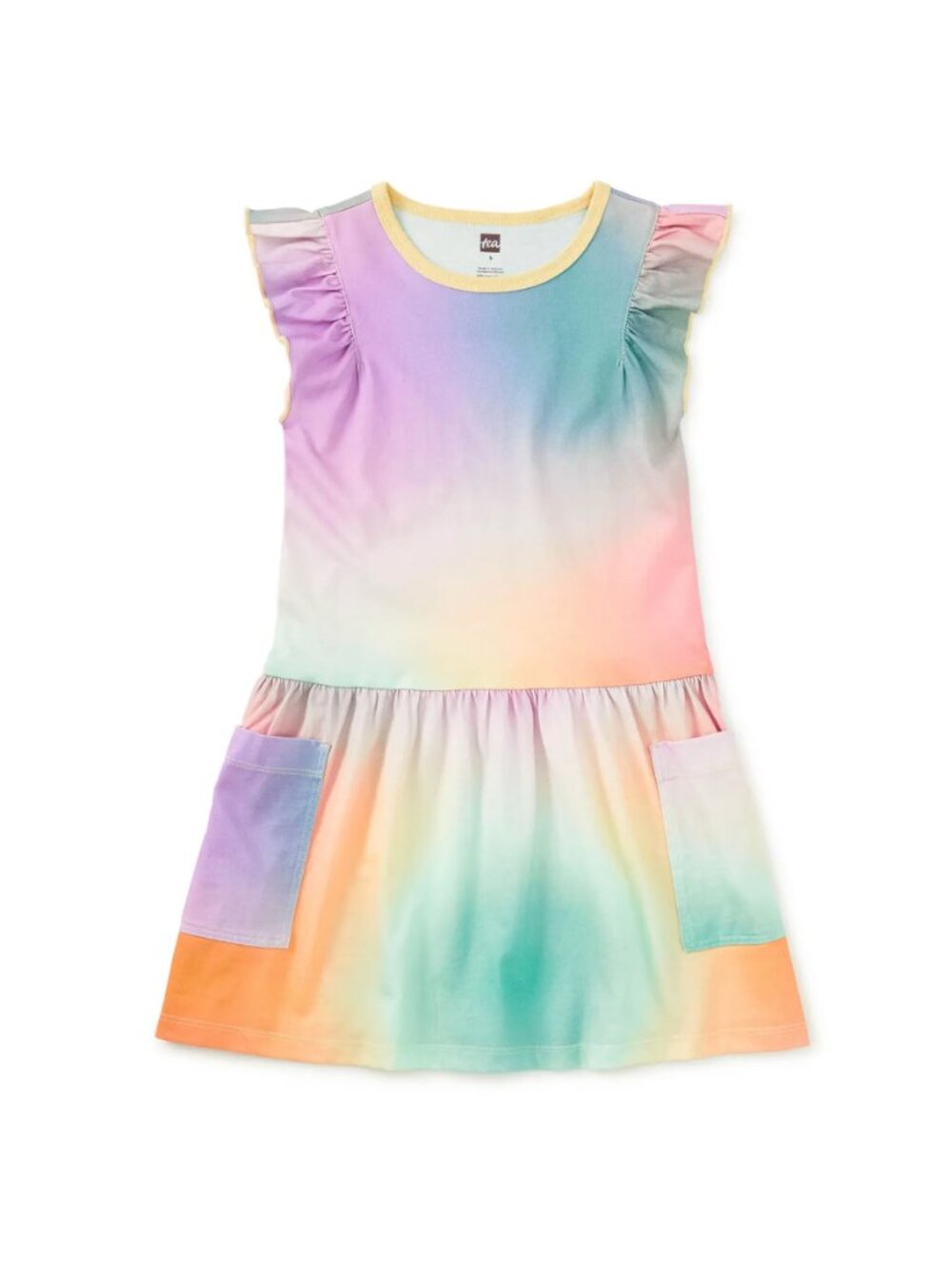 Tea Collection Flutter Sleeve Pocket Dress Rainbow Gradient - Size 6